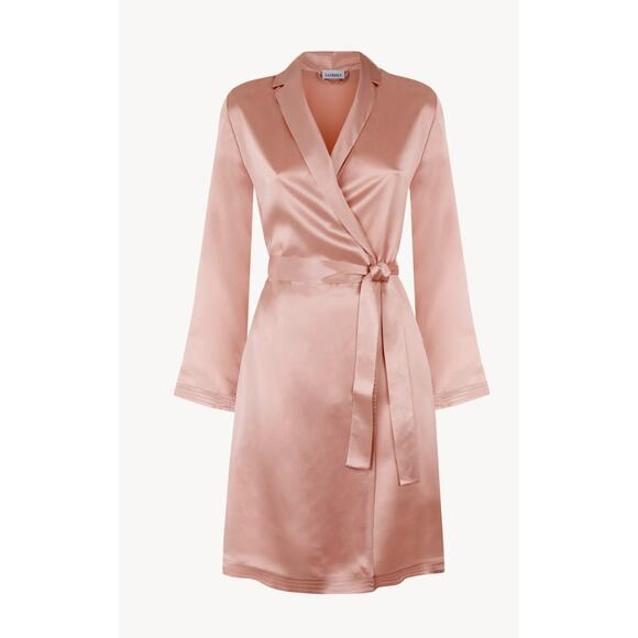 La Perla Powder pink silk short robe - Picture 1 of 8